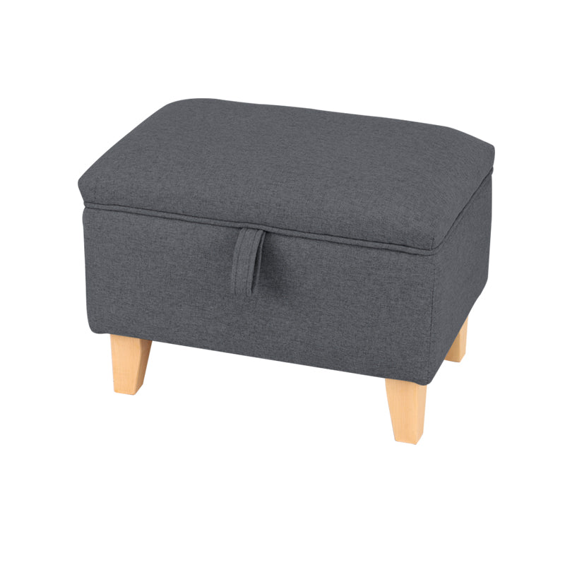 Linen Upholstered Storage Ottoman Footstool
