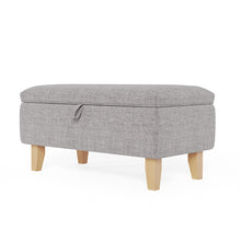 Load image into Gallery viewer, Linen Upholstered Storage Ottoman Footstool
