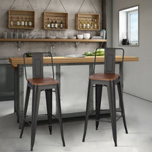 Load image into Gallery viewer, Set of 2 Metal Frame Industrial Style High Chair Bar Stool
