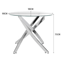 Load image into Gallery viewer, 90cm Round Dining Table Tempered Glass Coffee Table Dining Tables Living and Home 
