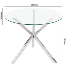 Load image into Gallery viewer, 90cm Round Dining Table Tempered Glass Coffee Table Dining Tables Living and Home 
