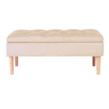 Load image into Gallery viewer, 100cm Grey Velvet Upholstered Storage Bench Storage Footstools &amp; Benches Living and Home Cream 

