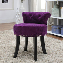 Load image into Gallery viewer, Velvet Upholstery Round Accent Chair Dressing Stool Dressing Table Stools Living and Home Purple 

