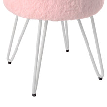 Load image into Gallery viewer, Round Fuzzy Ottoman Vanity Stool
