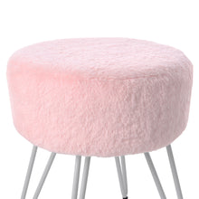 Load image into Gallery viewer, Round Fuzzy Ottoman Vanity Stool
