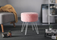 Load image into Gallery viewer, Round Fuzzy Ottoman Vanity Stool
