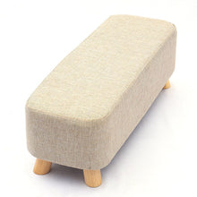 Load image into Gallery viewer, 32 Inch Linen Banquette Footstool with Natural Wooden Legs Footstools Living and Home 
