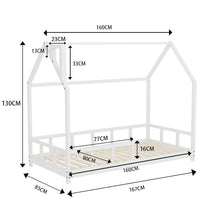 Load image into Gallery viewer, House Shape Bed Frame Pine Wood Toddler Bed with Safety Guard Fence Bed Frames Living and Home 
