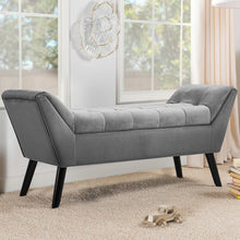 Load image into Gallery viewer, Tufted Velvet Buttoned Bench with Raised Arms
