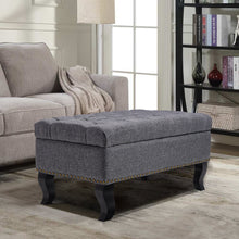 Load image into Gallery viewer, Nailhead Trim Button-Tufted Upholstered Bench Footstool
