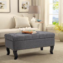 Load image into Gallery viewer, Nailhead Trim Button-Tufted Upholstered Bench Footstool
