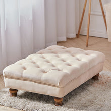 Load image into Gallery viewer, 3Ft Wide Velvet Buttoned Thick Padded Footstool Footstools Living and Home Creamy-White 
