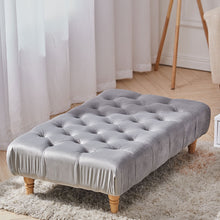 Load image into Gallery viewer, Vintage Button-tufted Rectangular Velvet Footstool
