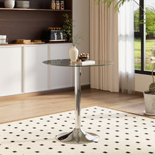 Load image into Gallery viewer, Small Round Clear Glass Top Dining Table with Pedestal Base
