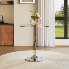 Load image into Gallery viewer, Small Round Clear Glass Top Dining Table with Pedestal Base

