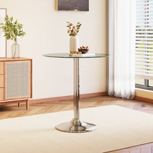Load image into Gallery viewer, Small Round Clear Glass Top Dining Table with Pedestal Base
