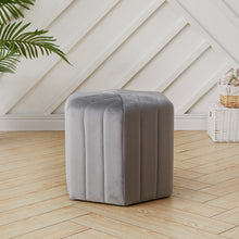 Load image into Gallery viewer, Minimal Hexagonal Velvet Footstool Ottoman with Stripes

