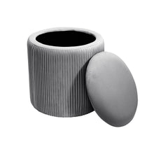 Load image into Gallery viewer, Dia. 38cm Round Ruched Velvet Padded Seat Ottoman Storage Footstool Lift-Off Lid Storage Footstools &amp; Benches Living and Home 
