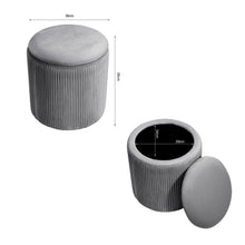 Load image into Gallery viewer, Dia. 38cm Round Ruched Velvet Padded Seat Ottoman Storage Footstool Lift-Off Lid Storage Footstools &amp; Benches Living and Home 
