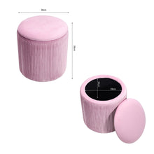 Load image into Gallery viewer, Dia. 38cm Round Ruched Velvet Padded Seat Ottoman Storage Footstool Lift-Off Lid Storage Footstools &amp; Benches Living and Home 
