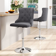 Load image into Gallery viewer, Modern Velvet Upholstered Adjustable Bar Stool with Polished Chrome Base
