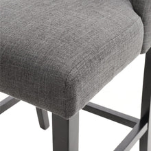 Load image into Gallery viewer, Set of 2 Grey Tufted Counter Dining Chairs Linen Upholstered Bar Stools Bar Stools Living and Home 
