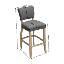 Load image into Gallery viewer, Set of 2 Linen Upholstered Bar Stools for Kitchen Island Cafe
