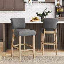 Load image into Gallery viewer, Set of 2 Linen Upholstered Bar Stools for Kitchen Island Cafe
