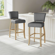Load image into Gallery viewer, Set of 2 Linen Upholstered Bar Stools for Kitchen Island Cafe
