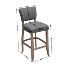 Load image into Gallery viewer, 105cm Height Set of 2 Linen Bar Stool with Natural Wood Legs Bar Stools Living and Home 
