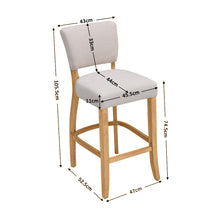 Load image into Gallery viewer, Set of 2 Linen Bar Stool Bar Height for Kitchen Island Cafe
