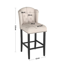Load image into Gallery viewer, Set of 2 Linen Thick Padded Bar Stools Wooden Dining Stools Bar Stools Living and Home 
