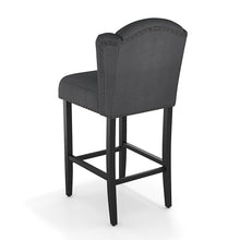 Load image into Gallery viewer, 2 Pcs Linen Thick Padded Bar Stools Mid-Century Wooden Dining Stools Bar Chairs Living and Home 

