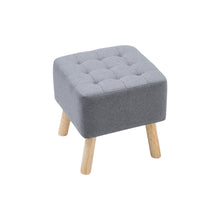 Load image into Gallery viewer, Linen Fabric Padded Wooden Leg Footstool
