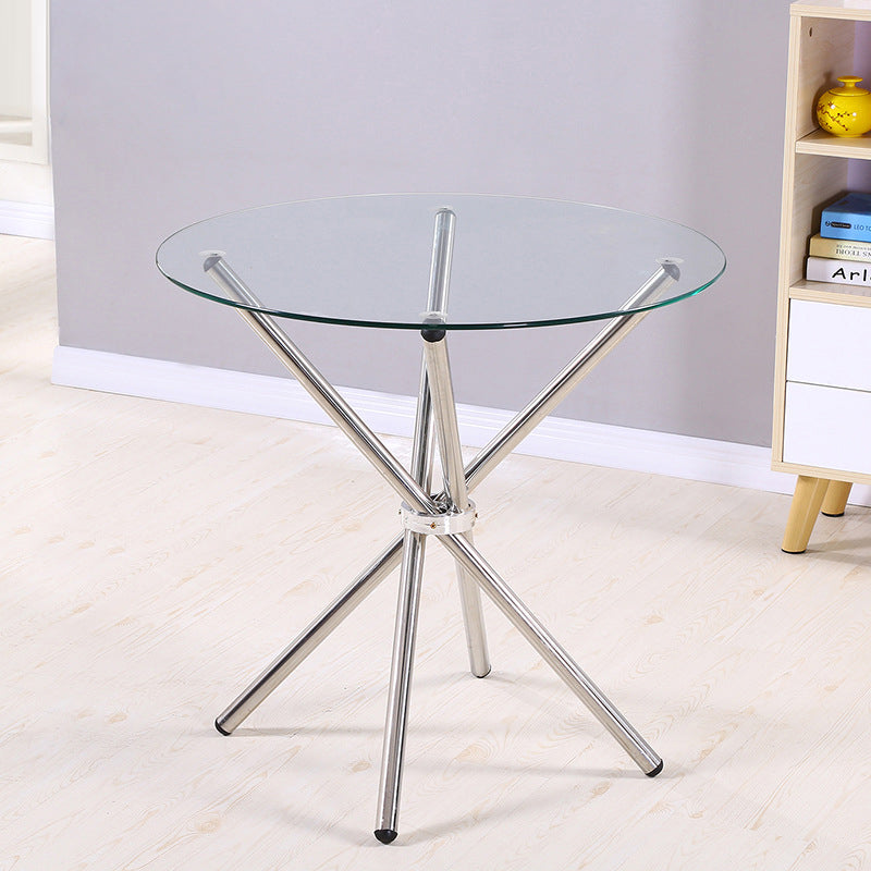 Tempered Glass Crossover Round Dining Table