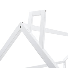 Load image into Gallery viewer, Wooden House Toddler Bed with Fence and Roof
