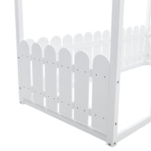 Load image into Gallery viewer, Wooden House Toddler Bed with Fence and Roof
