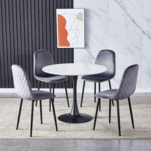 Load image into Gallery viewer, Classic Kitchen Table Dining Room Table with Metal Base Dining Tables Living and Home White 
