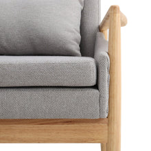 Load image into Gallery viewer, 4ft Wide Linen Grey Loveseat Sofa Natural with Wood Legs and Pillows 2 Seater Sofas Living and Home 
