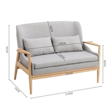 Load image into Gallery viewer, 4ft Wide Linen Grey Loveseat Sofa Natural with Wood Legs and Pillows 2 Seater Sofas Living and Home 
