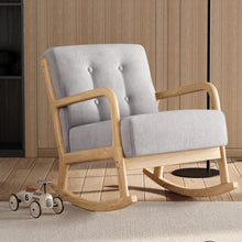 Load image into Gallery viewer, Grey Linen Rocking Chair Upholstered Seat Lounge Chair with Pillow Rocking Chairs Living and Home 
