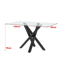 Load image into Gallery viewer, Glass Top Dining Table 130x80cm with Crossing Metal Legs Dining Tables Living and Home 
