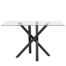 Load image into Gallery viewer, Glass Top Dining Table 130x80cm with Crossing Metal Legs Dining Tables Living and Home 
