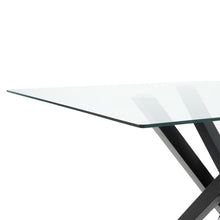 Load image into Gallery viewer, Glass Top Dining Table 130x80cm with Crossing Metal Legs Dining Tables Living and Home 
