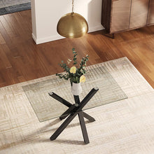Load image into Gallery viewer, Glass Top Dining Table 130x80cm with Crossing Metal Legs Dining Tables Living and Home 
