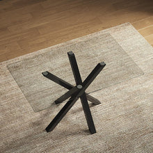 Load image into Gallery viewer, Glass Top Dining Table 130x80cm with Crossing Metal Legs Dining Tables Living and Home 
