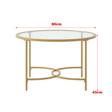 Load image into Gallery viewer, Round Coffee Table Glass Top Crossed C Base Centre Table Coffee Tables Living and Home 
