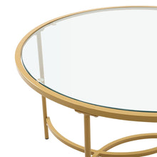 Load image into Gallery viewer, Round Coffee Table Glass Top Crossed C Base Centre Table Coffee Tables Living and Home 
