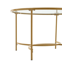 Load image into Gallery viewer, Round Coffee Table Glass Top Crossed C Base Centre Table Coffee Tables Living and Home 
