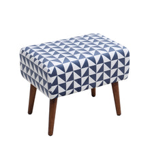 Load image into Gallery viewer, Mid-Century Patterned Ottoman Footstool with Walnut Legs
